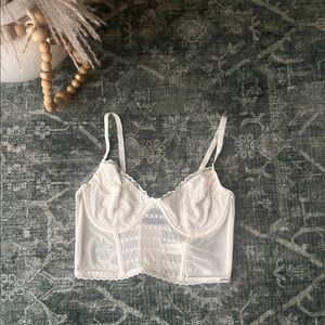 Jessica Simpson Women's Longline Lace Bustier Bra in White